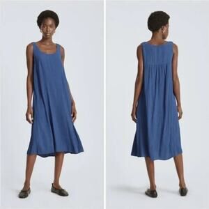 Everlane BLACK Naia Ripple Crinkle Sleeveless Tank Midi Dress Size XS